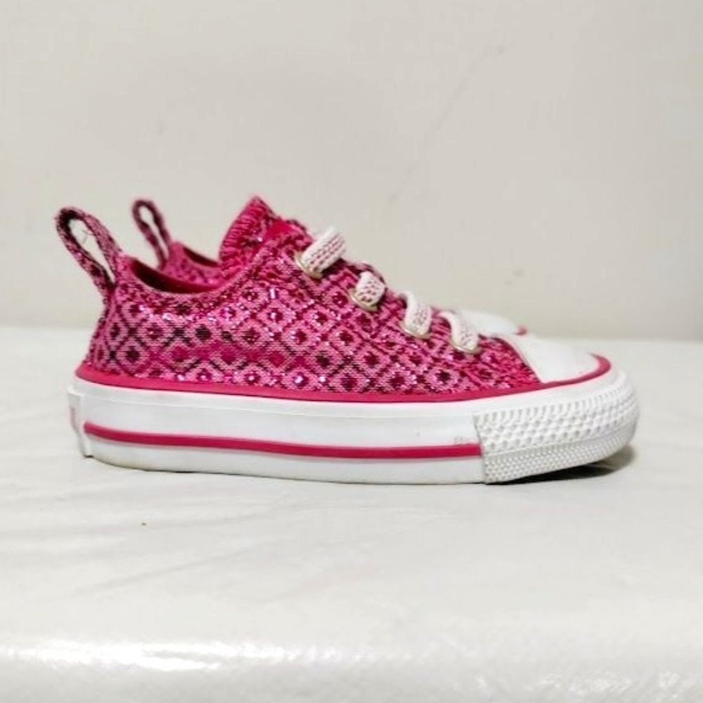Converse All-Star Girls Stretch Low Top Lace-Up Shoes Sneakers Pink White 3